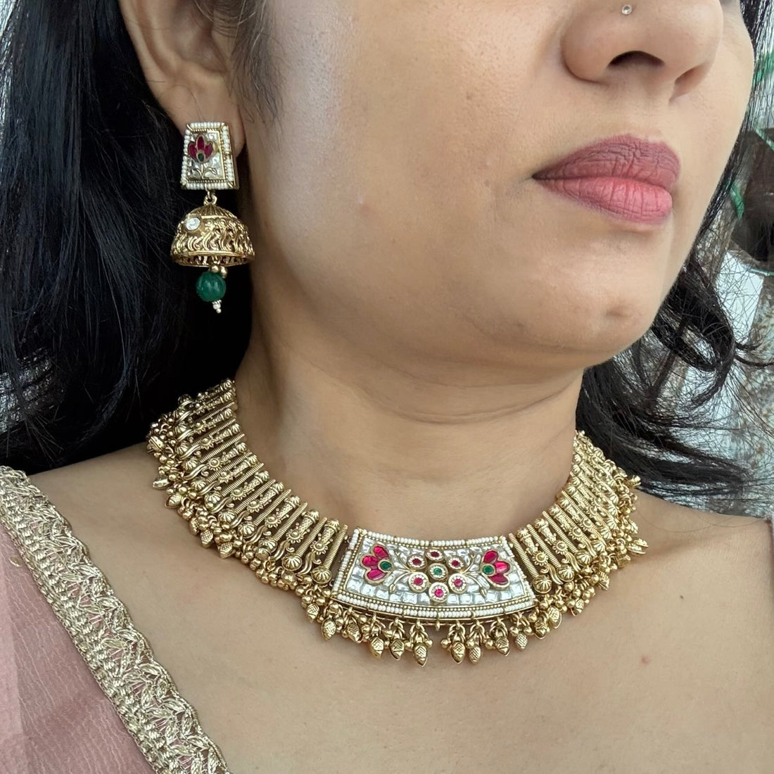 Multicolour Vidhi Rajwadi Necklace Set