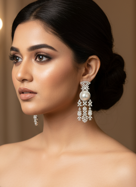 Charvi Pearl Diamond Necklace Set