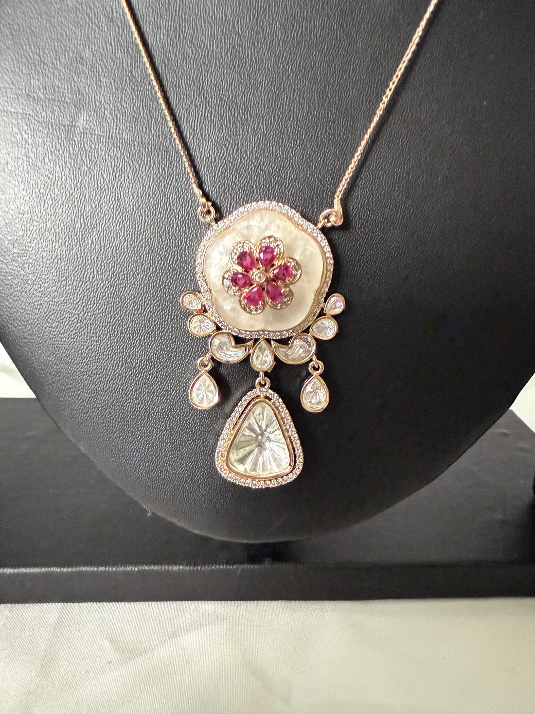 Suhana Ruby Pink Necklace Set - MIARAA