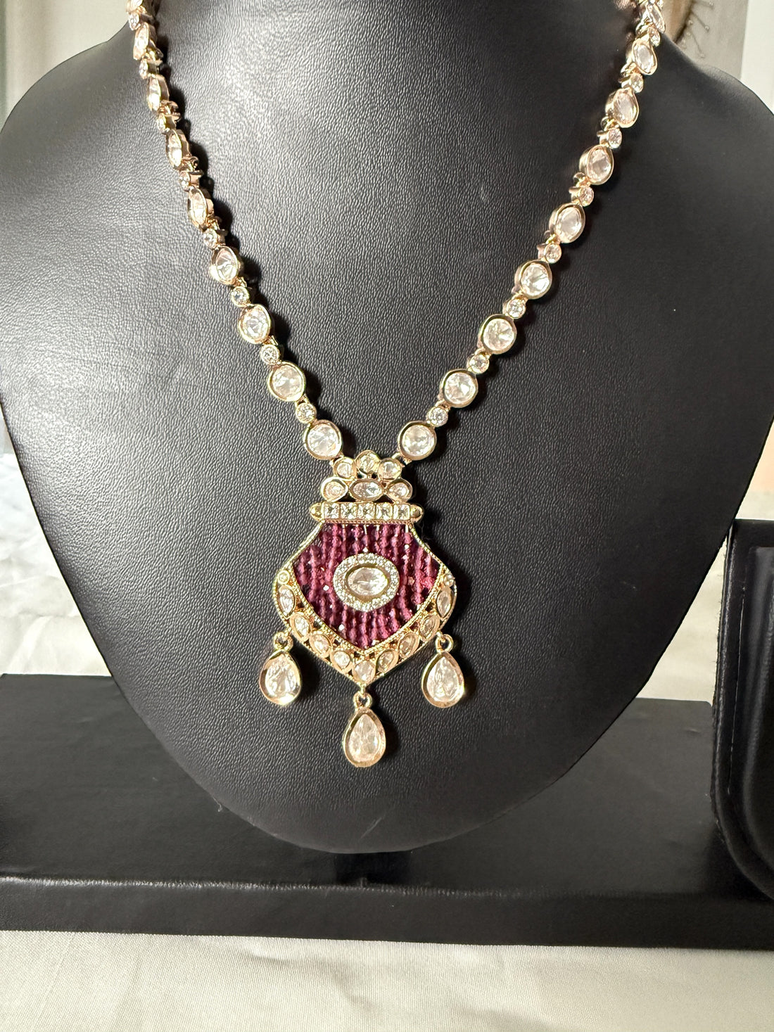 Myra Ruby Pink Necklace Set - MIARAA