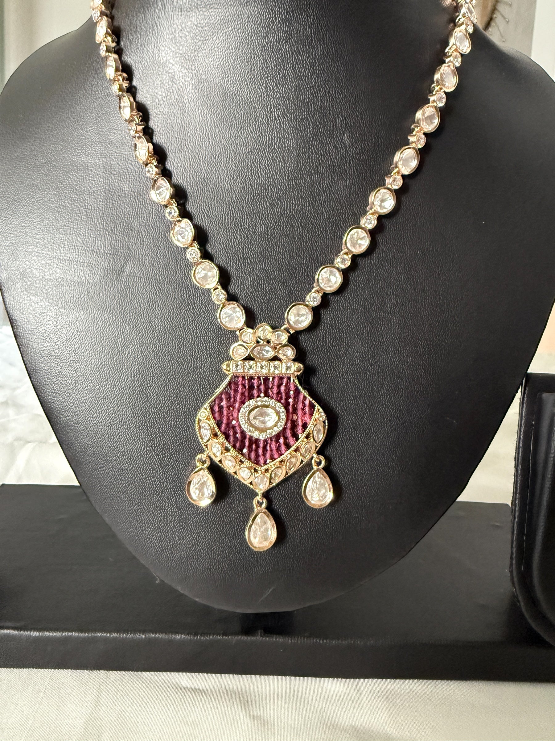 Myra Ruby Pink Necklace Set - MIARAA