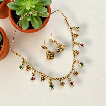 Multicolor Lavanya Antique Rajwadi Necklace Set