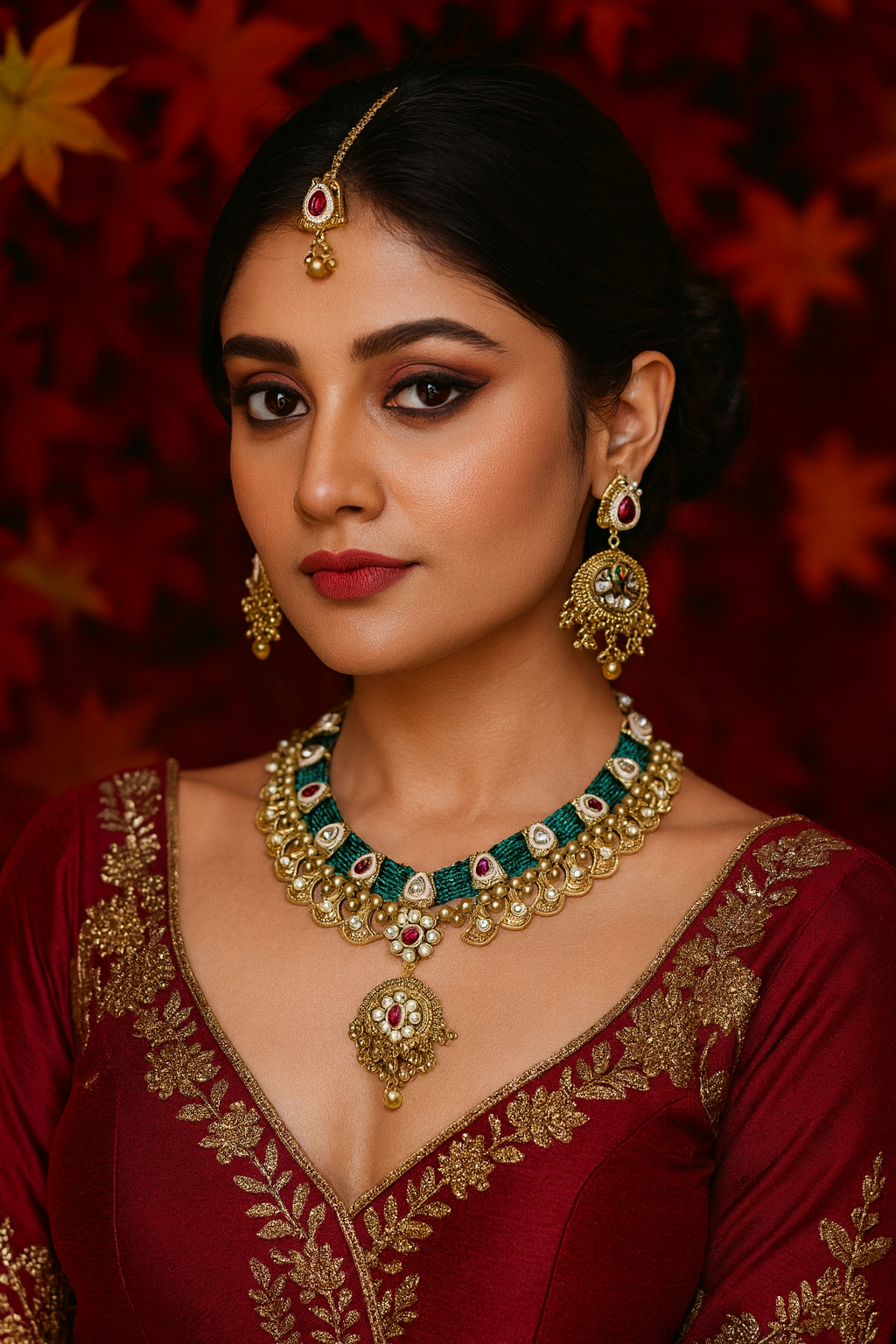 Multicolor Veena Antique Rajwadi Necklace Set