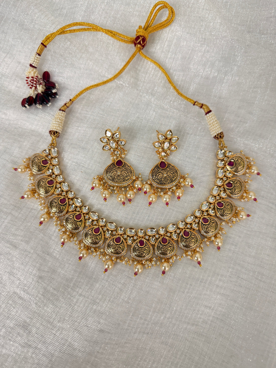 Vani Pink Polki Kundan Necklace Set