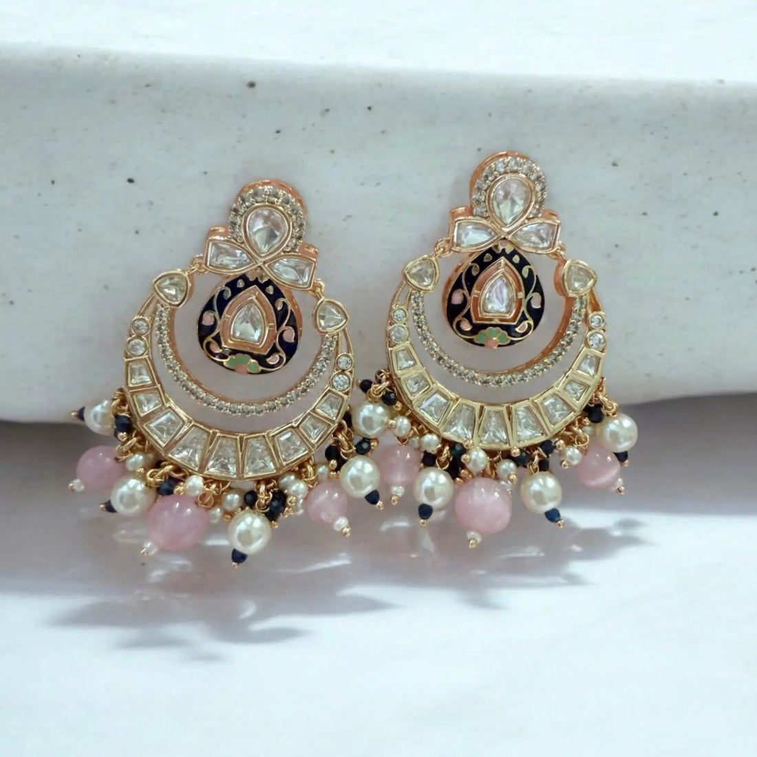 Lavanya Blue Chandbali Earrings - MIARAA