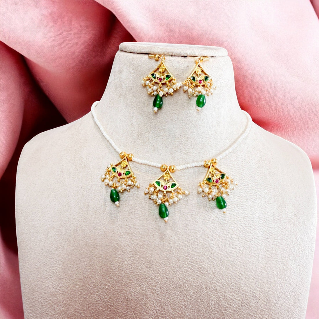 Multicolour Prakriti Jadau Necklace Set - MIARAA