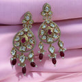 Adhya Ruby Pink Moissanite Polki Earrings - MIARAA