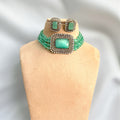 Miaraa Amayra Aqua Green Polki Kundan Necklace Set
