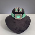 Miaraa Amayra Aqua Green Polki Kundan Necklace Set