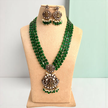 Miaraa Sujata Green Polki Kundan Necklace Set