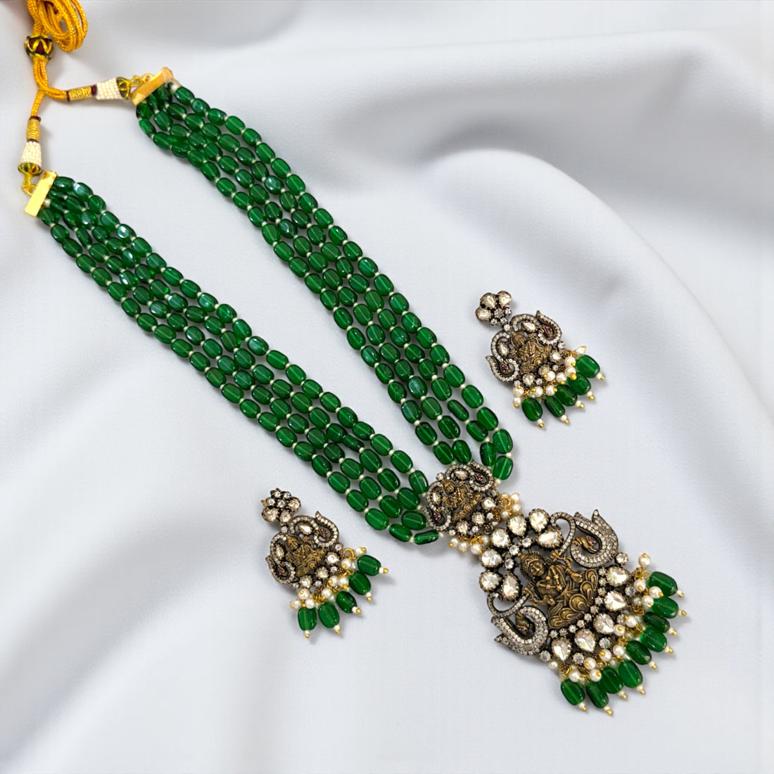 Miaraa Sujata Green Polki Kundan Necklace Set