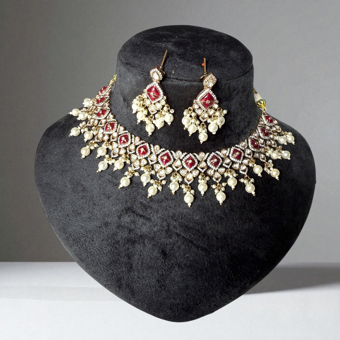 Mohini Pink Polki Kundan Necklace Set