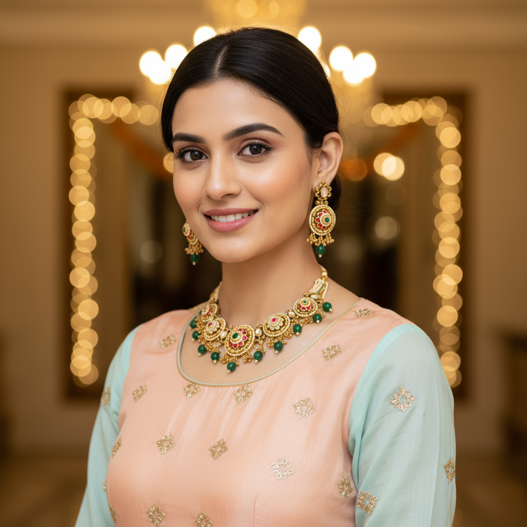 Multicolor Anjali Antique Rajwadi Necklace Set