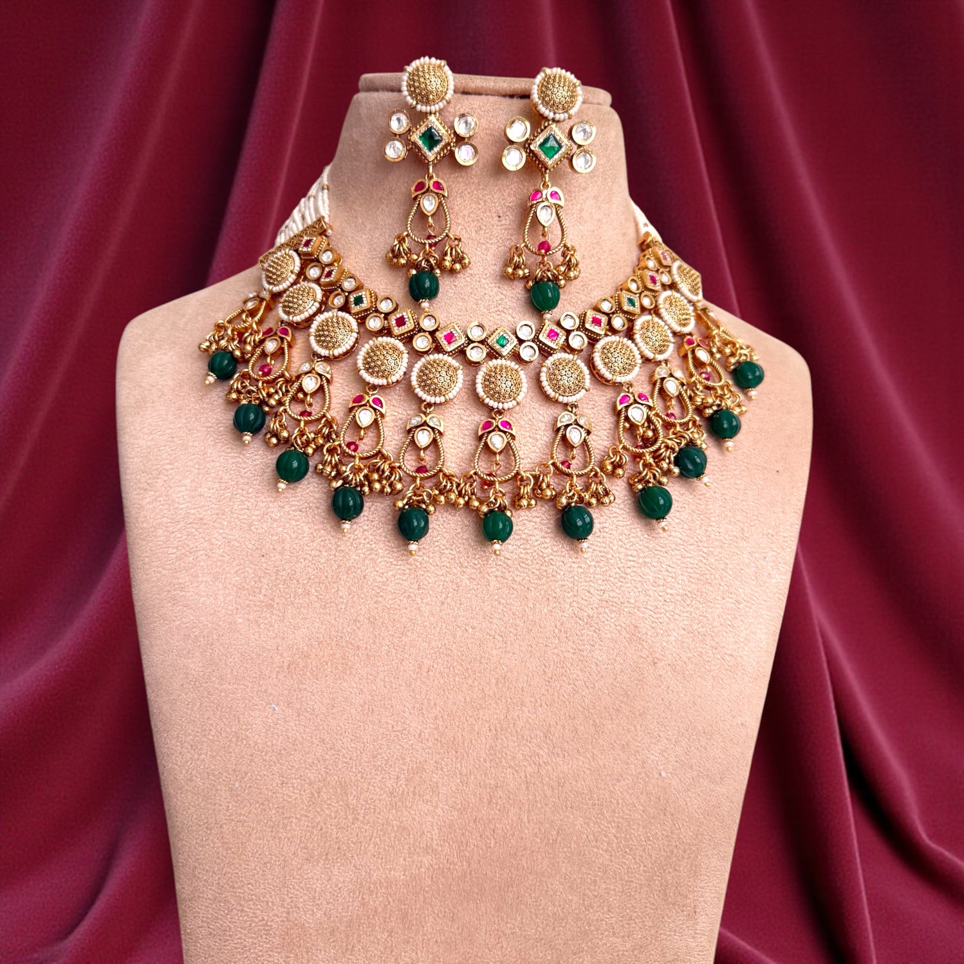 Multicolor Ashmi Rajwadi Necklace Set
