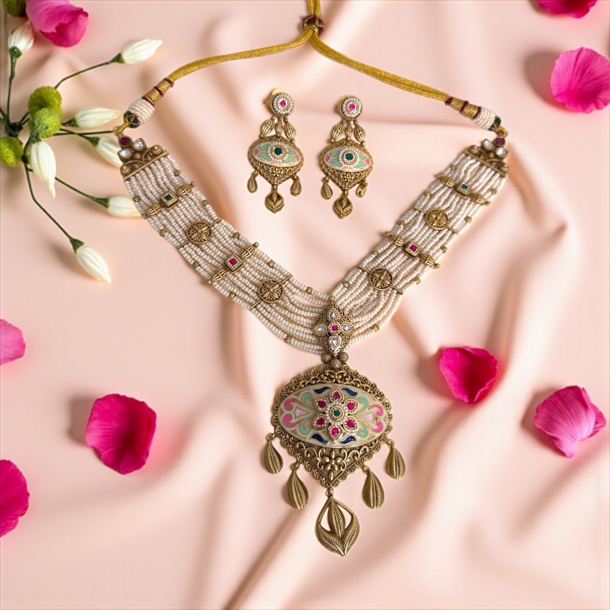 Multicolor Komal Rajwadi Necklace Set