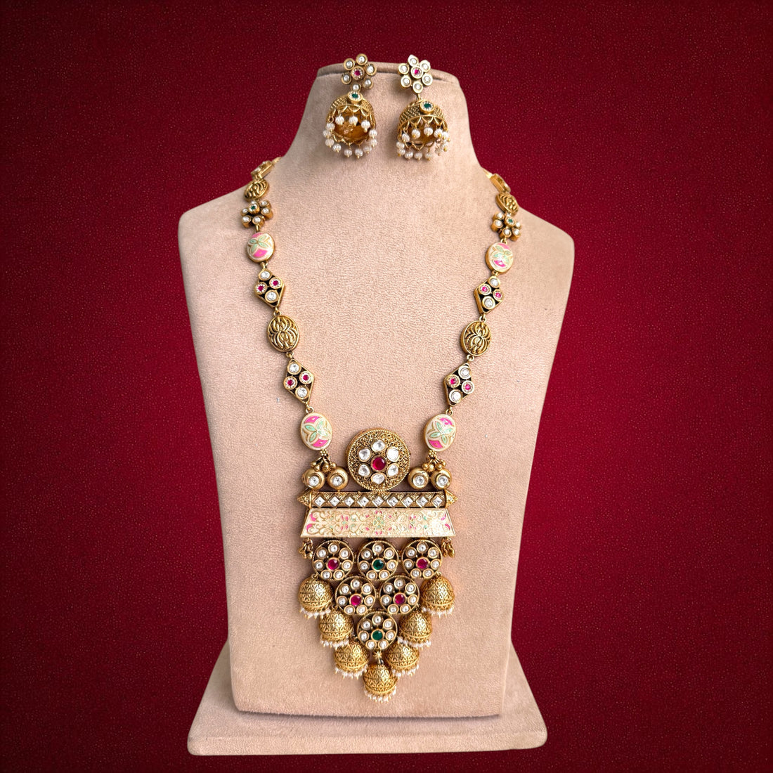 Multicolor Madhavi Rajwadi Necklace Set