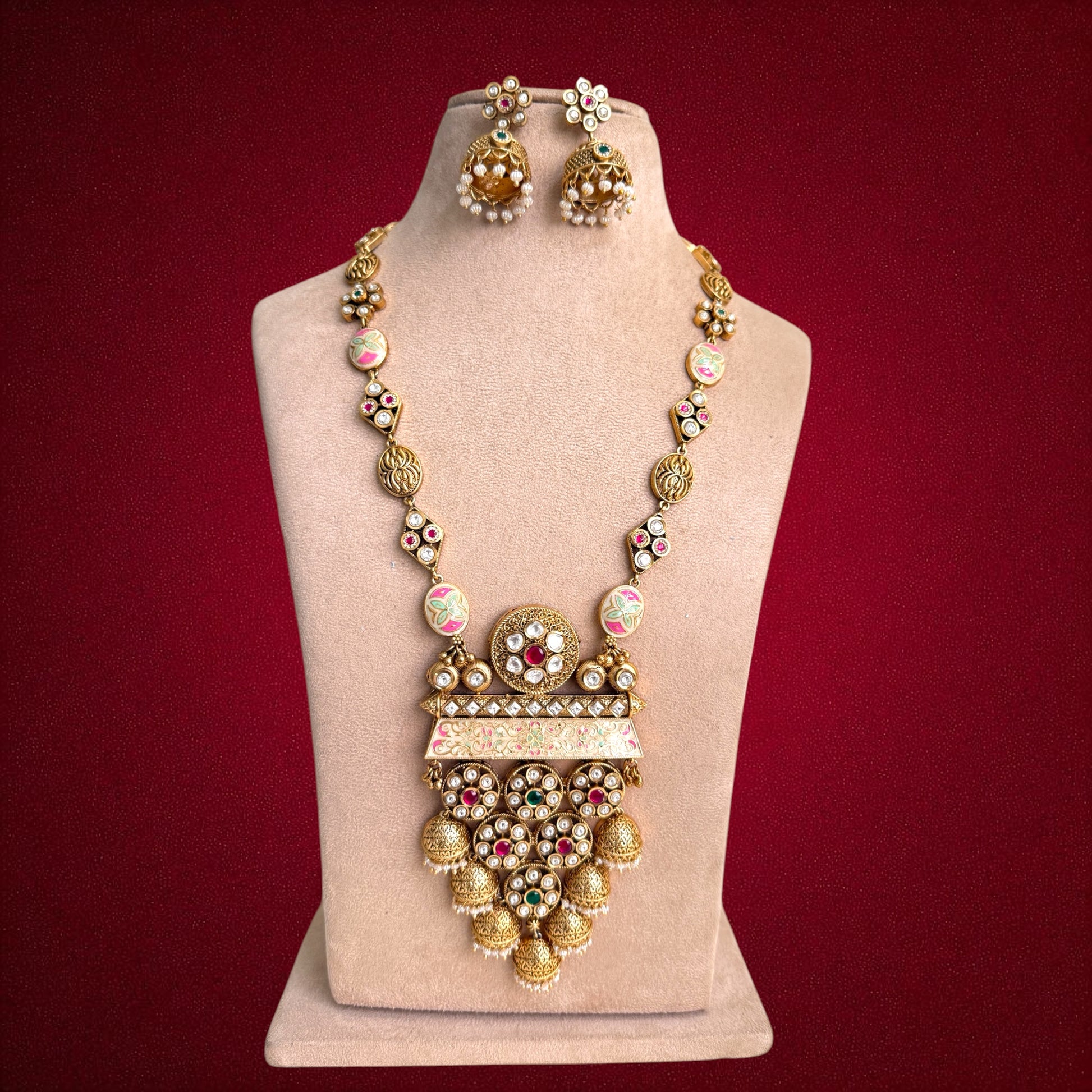 Multicolor Madhavi Rajwadi Necklace Set