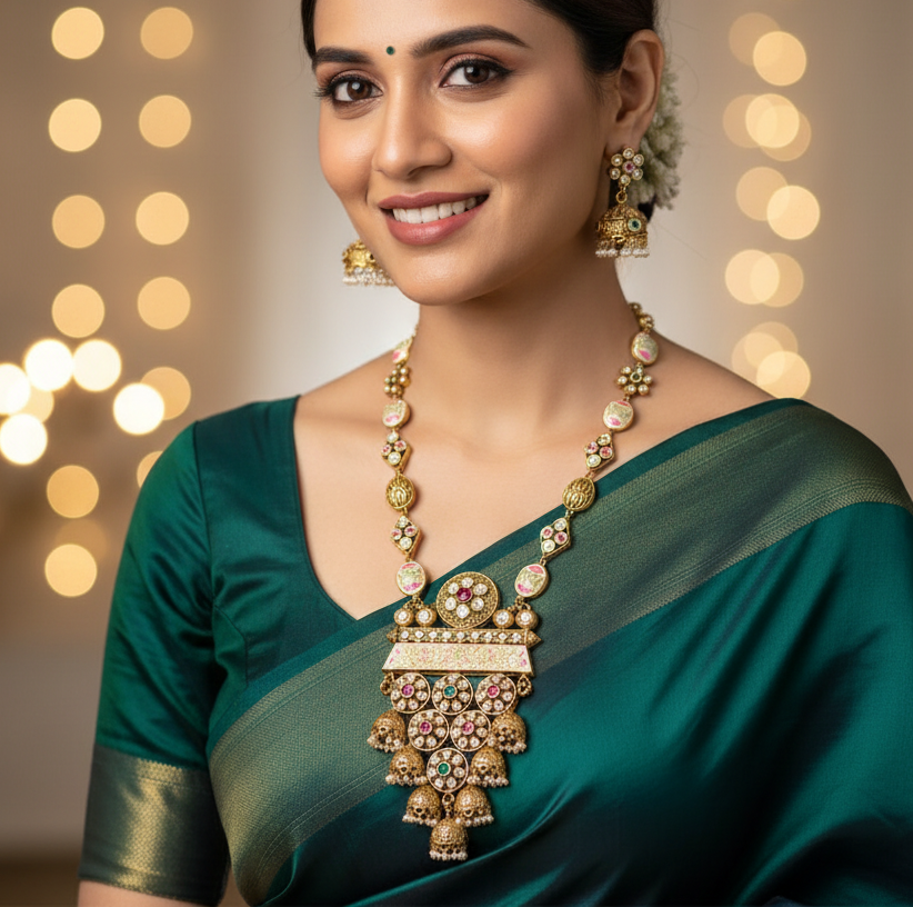 Multicolor Madhavi Rajwadi Necklace Set
