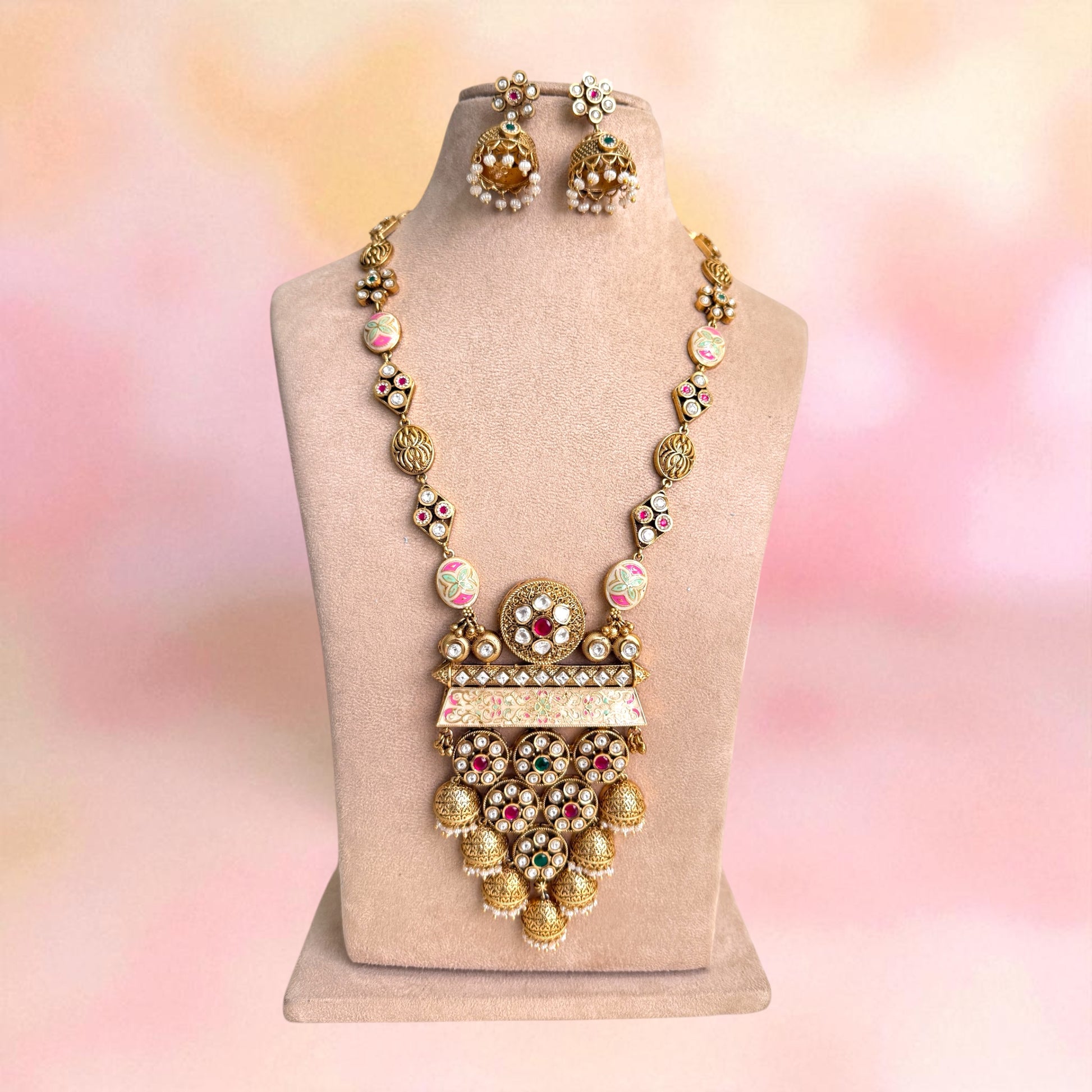 Multicolor Madhavi Rajwadi Necklace Set