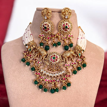 Multicolor Minakshi Rajwadi Heritage Necklace Set