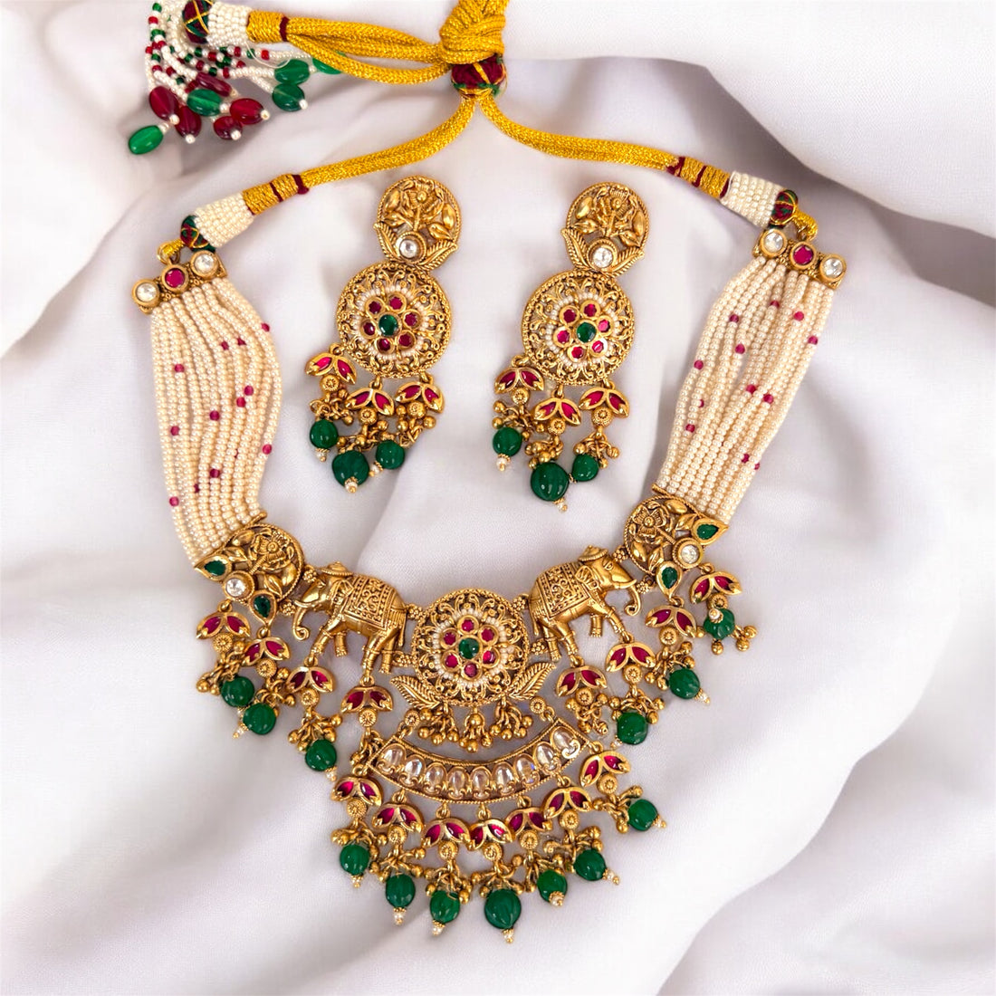 Multicolor Minakshi Rajwadi Heritage Necklace Set