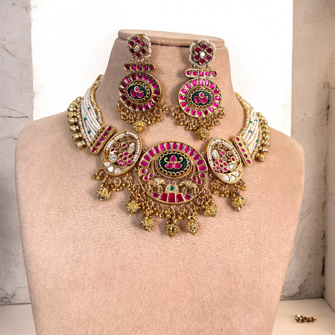 Multicolor Mohini Rajwadi Necklace Set