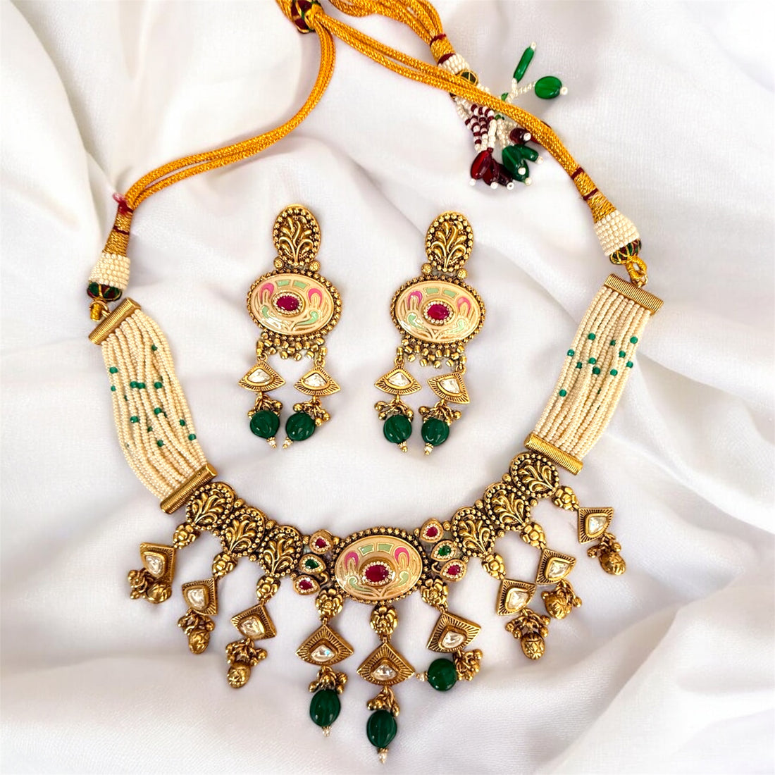 Multicolor Sarita Rajwadi Necklace Set
