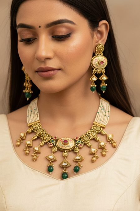 Multicolor Sarita Rajwadi Necklace Set
