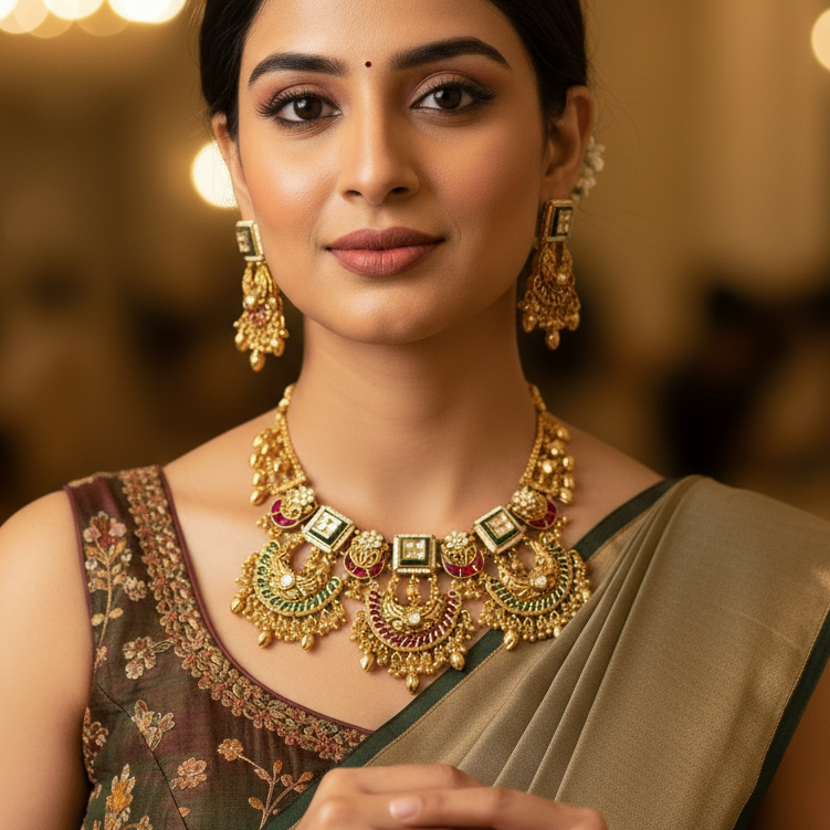 Multicolor Sarojni Heritage Rajwadi Necklace Set