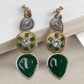 Green Monalisa Brass Earrings - MIARAA