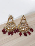 Tara Maroon Chandbali Earrings - MIARAA