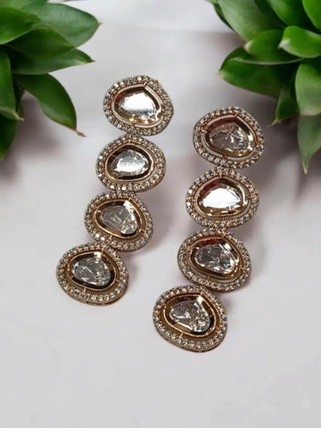 Moissanite Polki Hanging Earrings - MIARAA