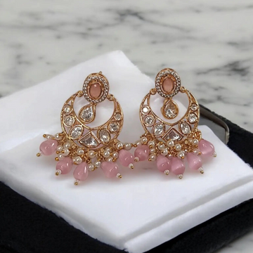 Tara light pink Chandbali Earrings - MIARAA