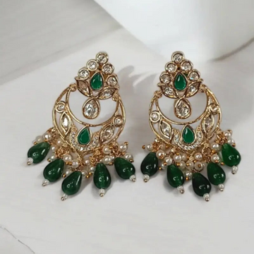 Tara Green Chandbali Earrings - MIARAA