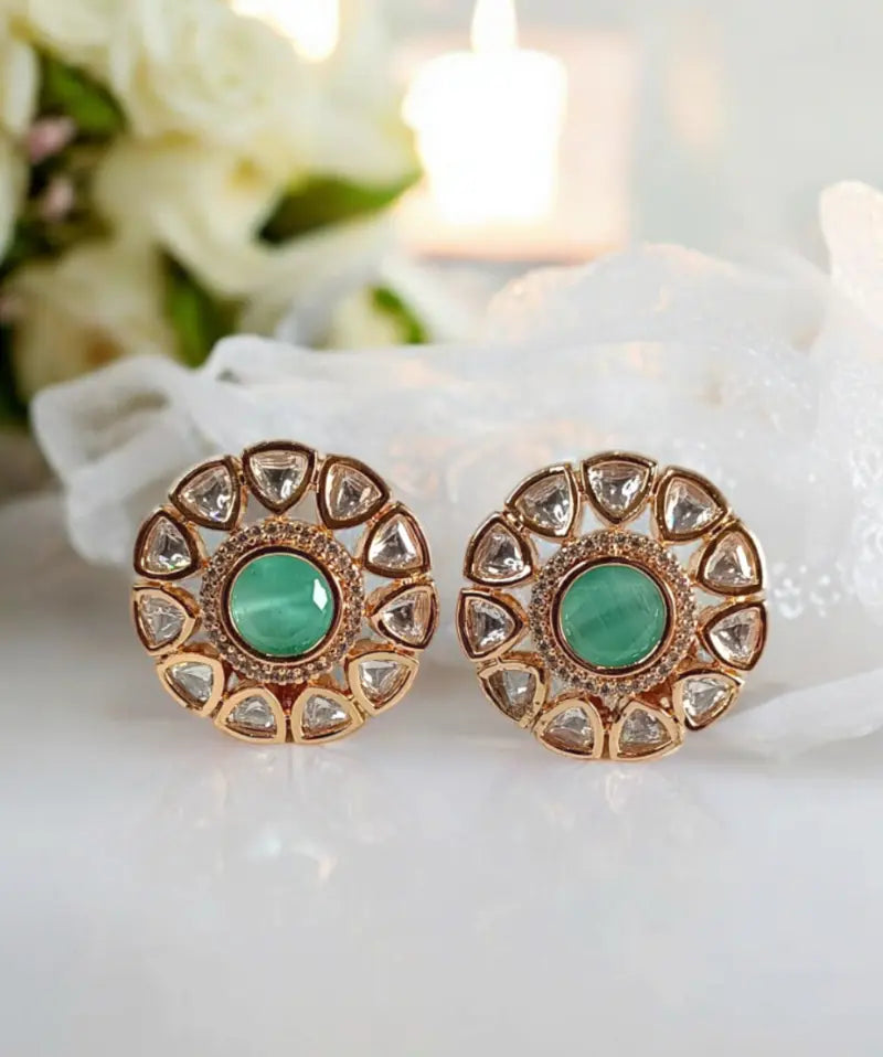 Kaya Aqua Green Moissanite Studs - MIARAA