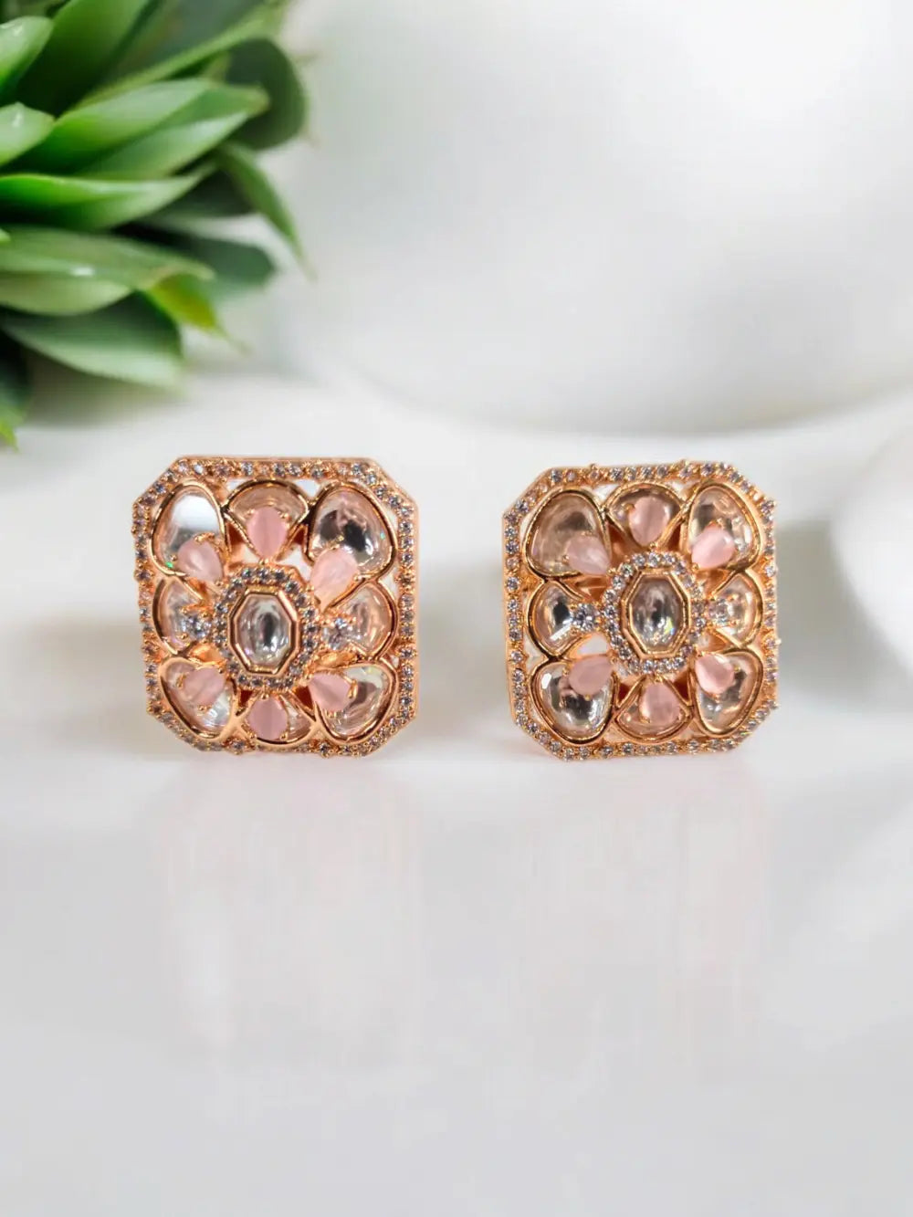 Mayuri Pink Moissanite Studs - MIARAA