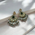 Kalam Green Moissanite Polki Earrings - MIARAA
