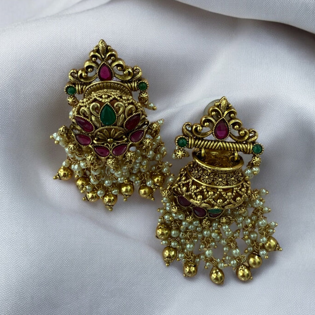 Mayaa Antique Gold Handi Style Earrings - MIARAA