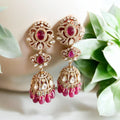 Kashvi Ruby Pink Antique Finish Earrings - MIARAA