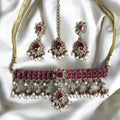 Dhriti Ruby Polki Necklace Set - MIARAA