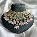 Savya Light Pink Polki Necklace Set - MIARAA
