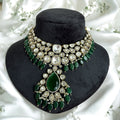 Kritika Emerald Green Polki Necklace Set - MIARAA