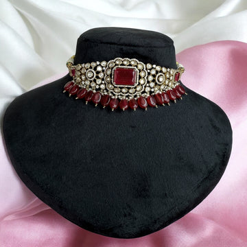 Aadhya Ruby Pink Necklace Set - MIARAA