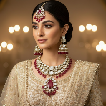 Kritika Ruby Pink Polki Necklace Set