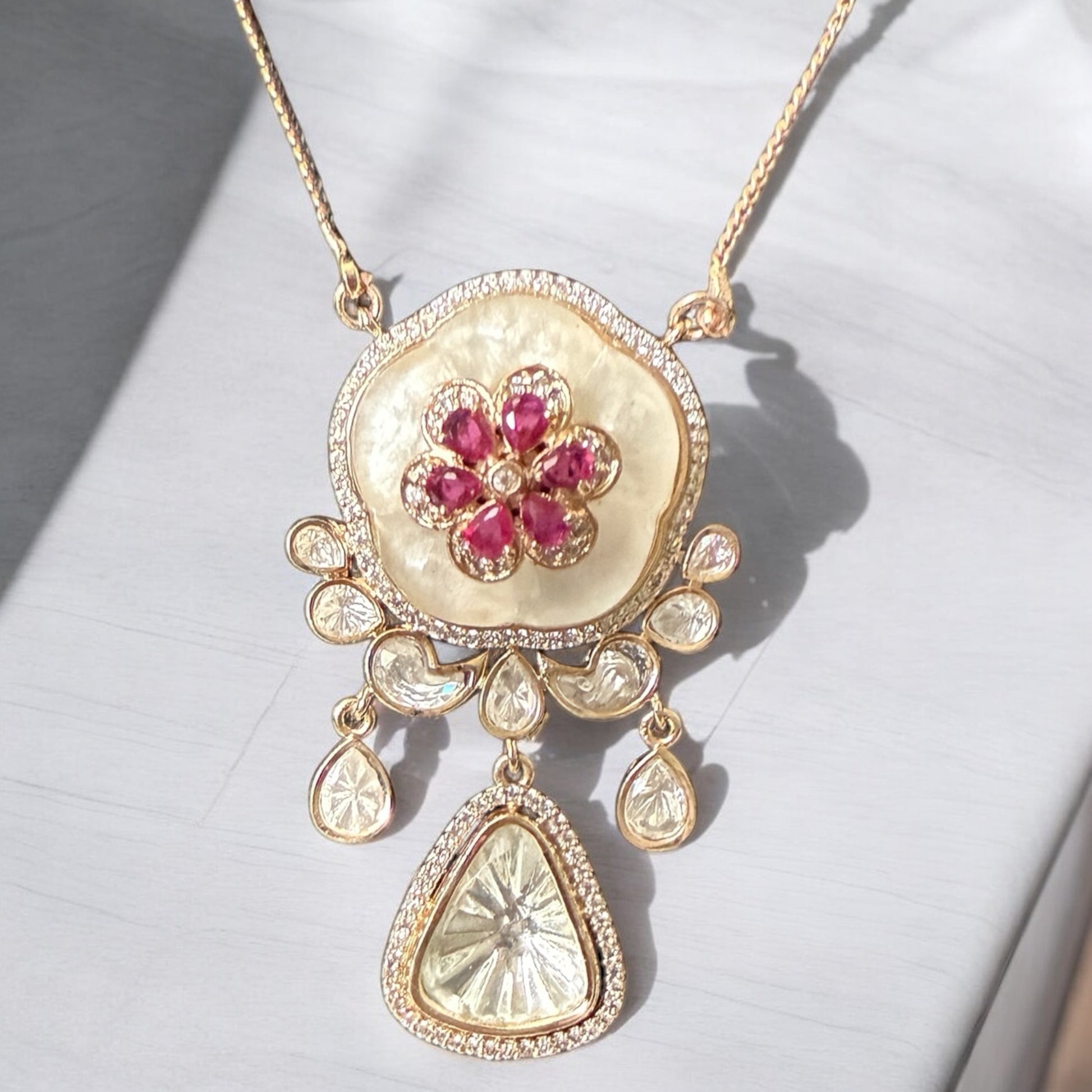 Suhana Ruby Pink Necklace Set - MIARAA