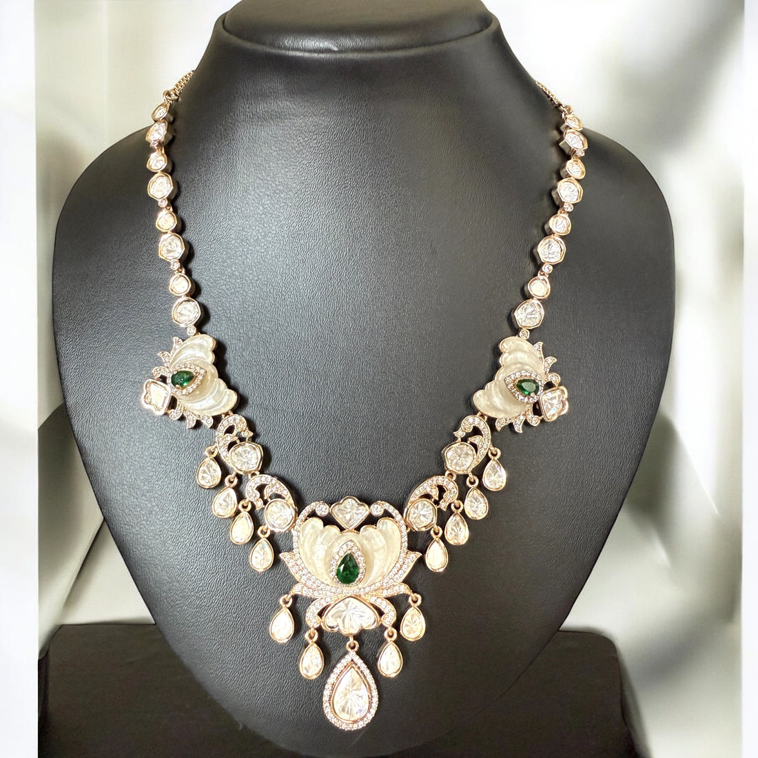 Sharvani Green Necklace Set - MIARAA
