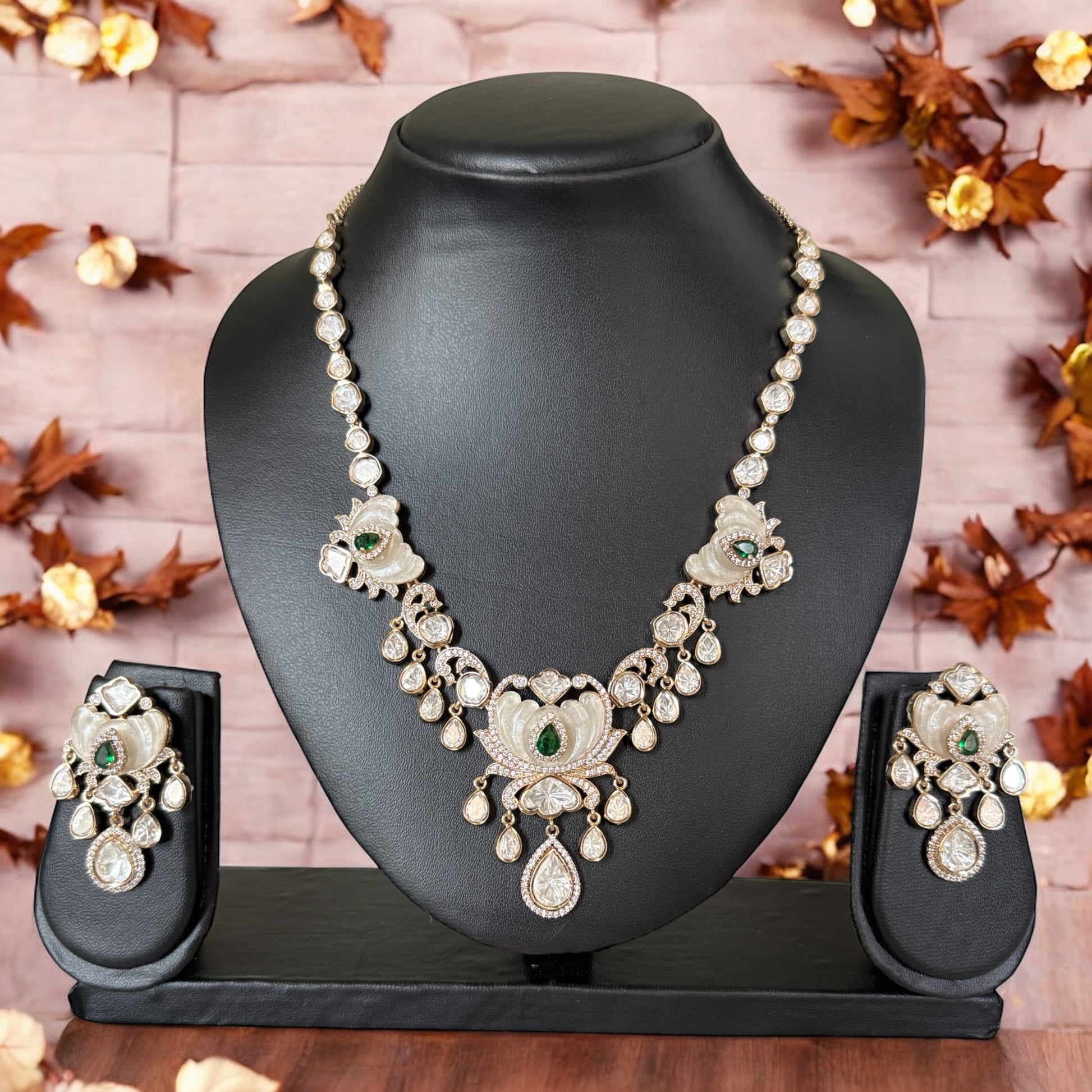 Sharvani Green Necklace Set - MIARAA