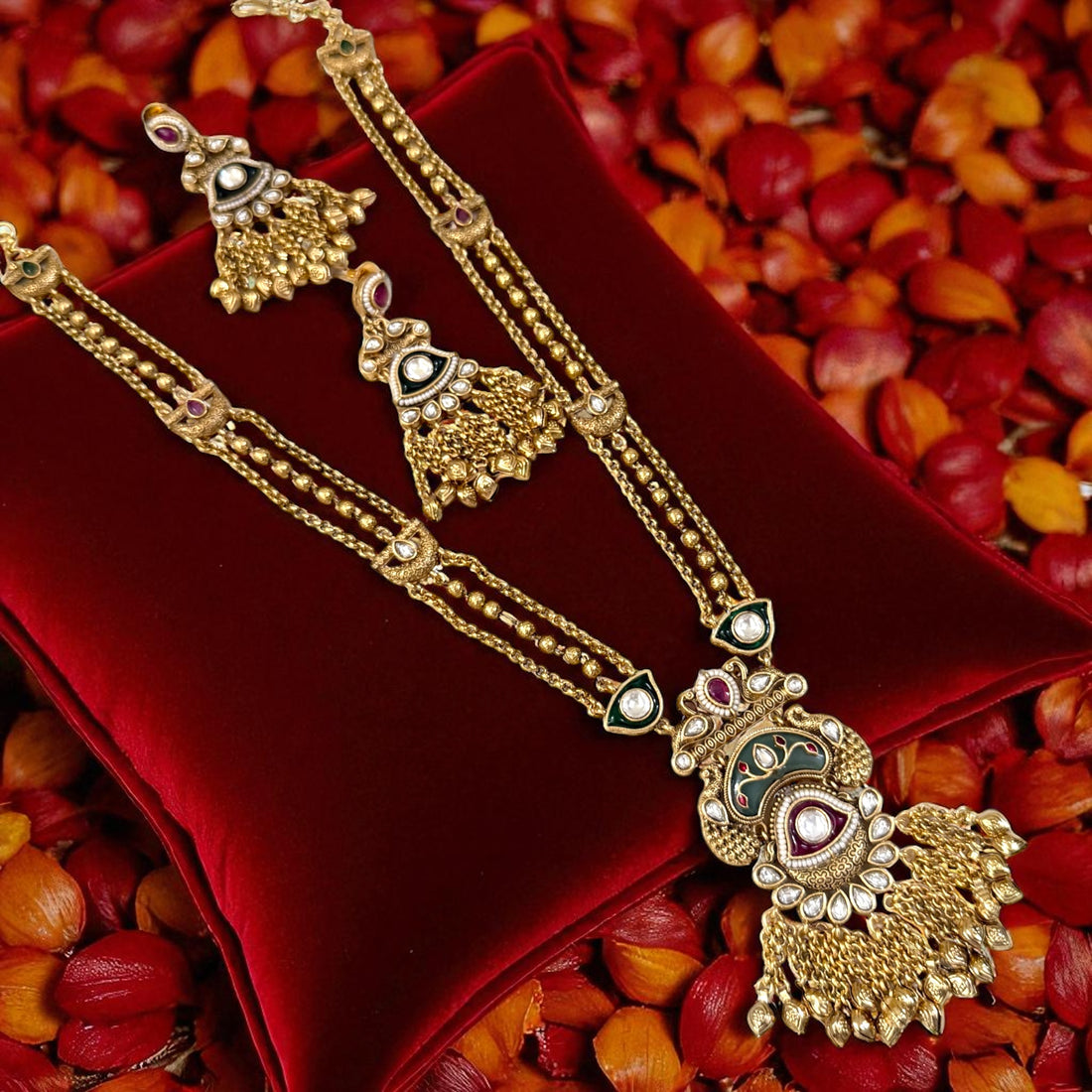 Multicolor Ziya Antique Rajwadi Heritage Necklace Set