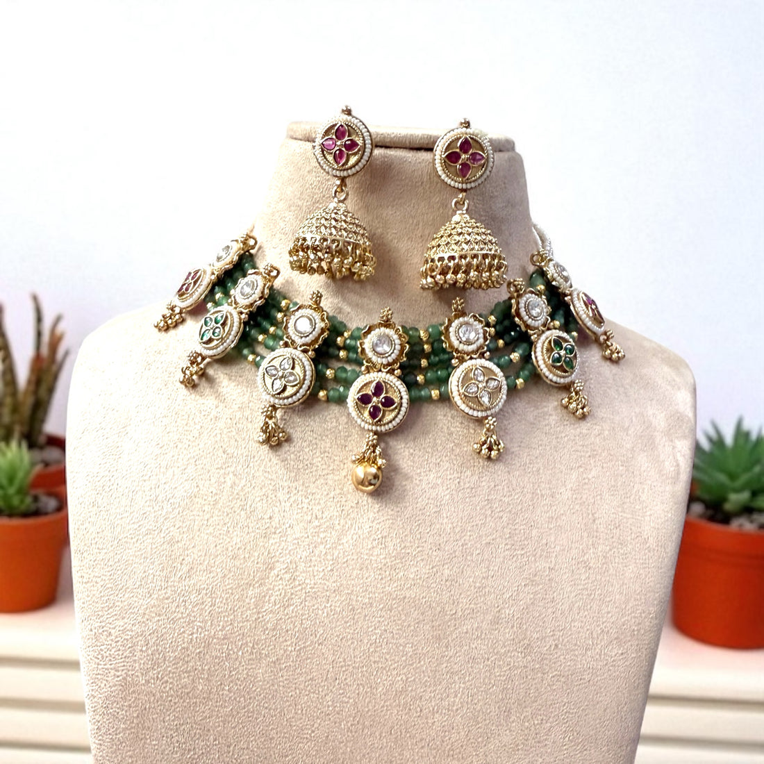 Multicolor Nirvi Antique Rajwadi Necklace Set