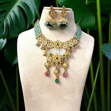 Multicolor Pravya Antique Rajwadi Necklace Set